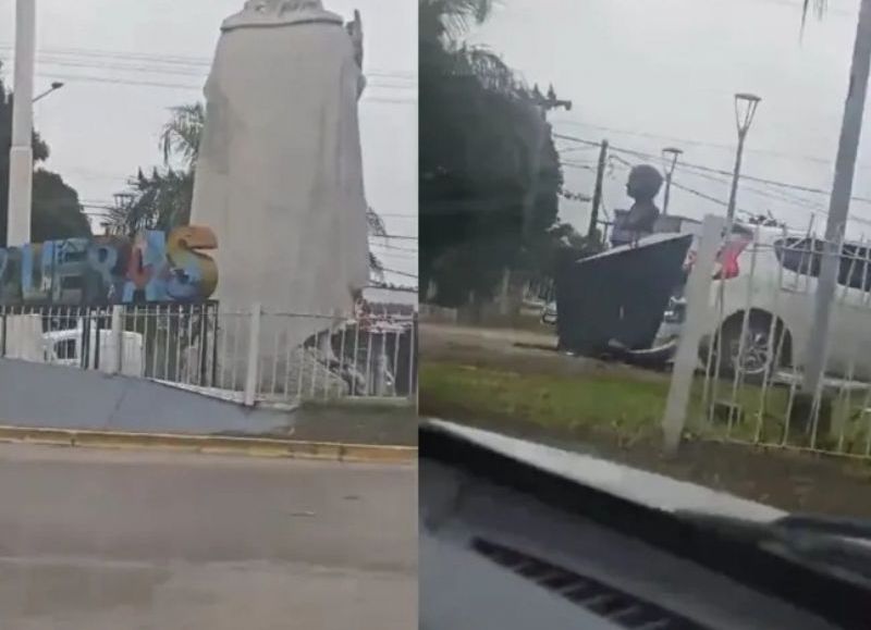 Un joven incrustó su auto en el monumento a la Constitución en Barranqueras